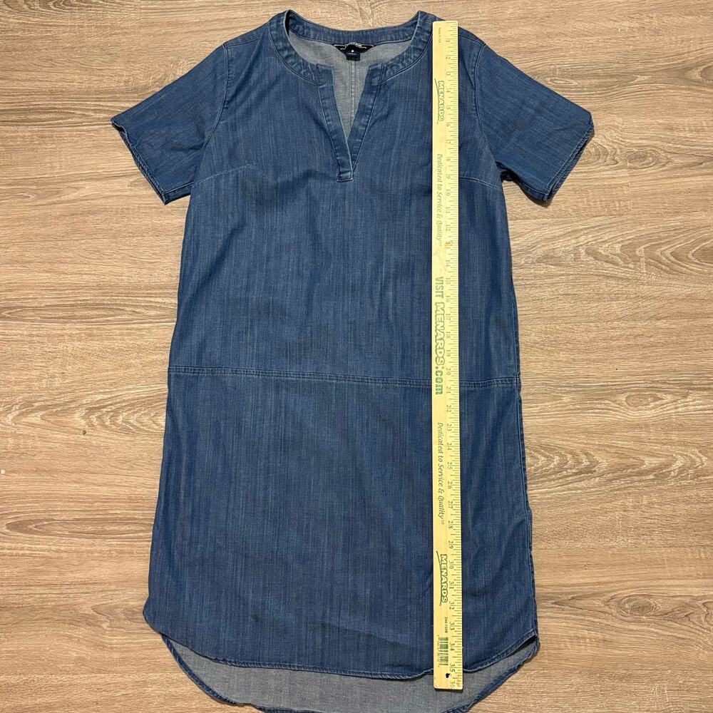 Lands' End Denim Lyocell Shift Dress Womens 8 Blue Chambray Tunic Short Sleeve - Picture 5 of 9